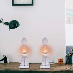 KANTE 12.8 in. H Gray Cement Buddha Garden Statue Tealight Candle Holder Ornament (2-Pack) 9 KANTE 12.8 in. H Gray Cement Buddha Garden Statue Tealight Candle Holder Ornament (2-Pack) -VIGORO Store kante garden statues sx20200176 1f 1000