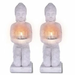 KANTE 12.8 in. H Gray Cement Buddha Garden Statue Tealight Candle Holder Ornament (2-Pack) 8 KANTE 12.8 in. H Gray Cement Buddha Garden Statue Tealight Candle Holder Ornament (2-Pack) -VIGORO Store kante garden statues sx20200176 4f 1000