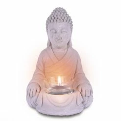 KANTE 6.5 in. H Gray Cement Sitting Buddha Garden Statue Tealight Candle Holder Ornament (2-Pack) 11 KANTE 6.5 in. H Gray Cement Sitting Buddha Garden Statue Tealight Candle Holder Ornament (2-Pack) -VIGORO Store kante garden statues sx20200177 4f 1000