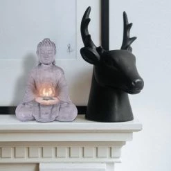 KANTE 14.17 in. H Gray Cement Meditating Buddha Garden Statue Tealight Candle Holder Ornament 11 KANTE 14.17 in. H Gray Cement Meditating Buddha Garden Statue Tealight Candle Holder Ornament -VIGORO Store kante garden statues sx20200179 4f 1000