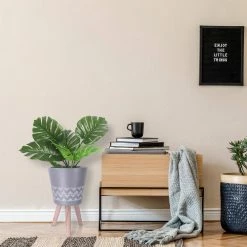 KANTE 17.4 in. Tall Light Gray Lightweight Concrete Classic Outdoor/Indoor Cylindrical Planter with 3 Wooden Legs -VIGORO Store light gray kante plant pots 18h231 ct fa 1000