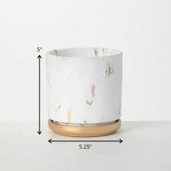 SULLIVANS Marbled White and Gold Terracotta Pot 9 SULLIVANS Marbled White and Gold Terracotta Pot -VIGORO Store marbled white and gold sullivans plant pots cmt1208 1f 1000