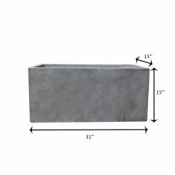 KANTE 31 in. L Rectangular Natural Concrete/Fiberglass Indoor Outdoor Elegant Long Planter -VIGORO Store natural concrete kante plant pots osf0104b c80021 1f 1000
