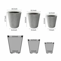 KANTE Large, Medium, Small Round Natural Finish Lightweight Concrete and Weather Resistant Fiberglass Planters (Set of 3) 13 KANTE Large, Medium, Small Round Natural Finish Lightweight Concrete and Weather Resistant Fiberglass Planters (Set of 3) -VIGORO Store natural concrete kante plant pots rc0154bcd c80021 4f 1000