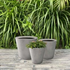 KANTE Large, Medium, Small Round Natural Finish Lightweight Concrete and Weather Resistant Fiberglass Planters (Set of 3) 16 KANTE Large, Medium, Small Round Natural Finish Lightweight Concrete and Weather Resistant Fiberglass Planters (Set of 3) -VIGORO Store natural concrete kante plant pots rc0154bcd c80021 fa 1000