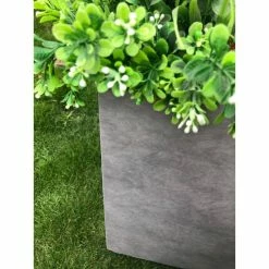 KANTE Set of 3 Lightweight Modern Square Outdoor Planters, 16 in., 12 in. and 10 in. Tall, Natural Concrete -VIGORO Store natural concrete kante plant pots rf0001abcc80021 4f 1000
