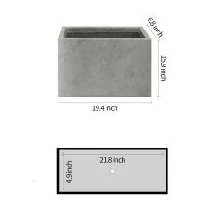 KANTE 6.89"W x 19.49"L x 15.94"H Rectangular Natural Finish Lightweight Concrete and Fiberglass Long Planter w/ Drainage Hole 13 KANTE 6.89"W x 19.49"L x 15.94"H Rectangular Natural Finish Lightweight Concrete and Fiberglass Long Planter w/ Drainage Hole -VIGORO Store natural concrete kante plant pots rf0260a c80021 4f 1000
