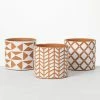 SULLIVANS Geometric Print Terracotta Pot - Set of 3