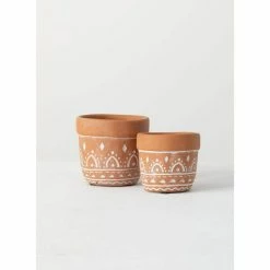 SULLIVANS Orange Cement Planter (Set of 2) -VIGORO Store orange sullivans plant pots cmt1180 1f 1000