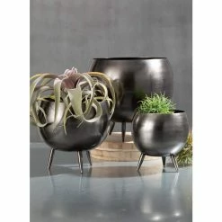 SULLIVANS Pewter Metal Pot With Feet (Set of 3) 8 SULLIVANS Pewter Metal Pot With Feet (Set of 3) -VIGORO Store pewter sullivans plant pots met1626 4f 1000