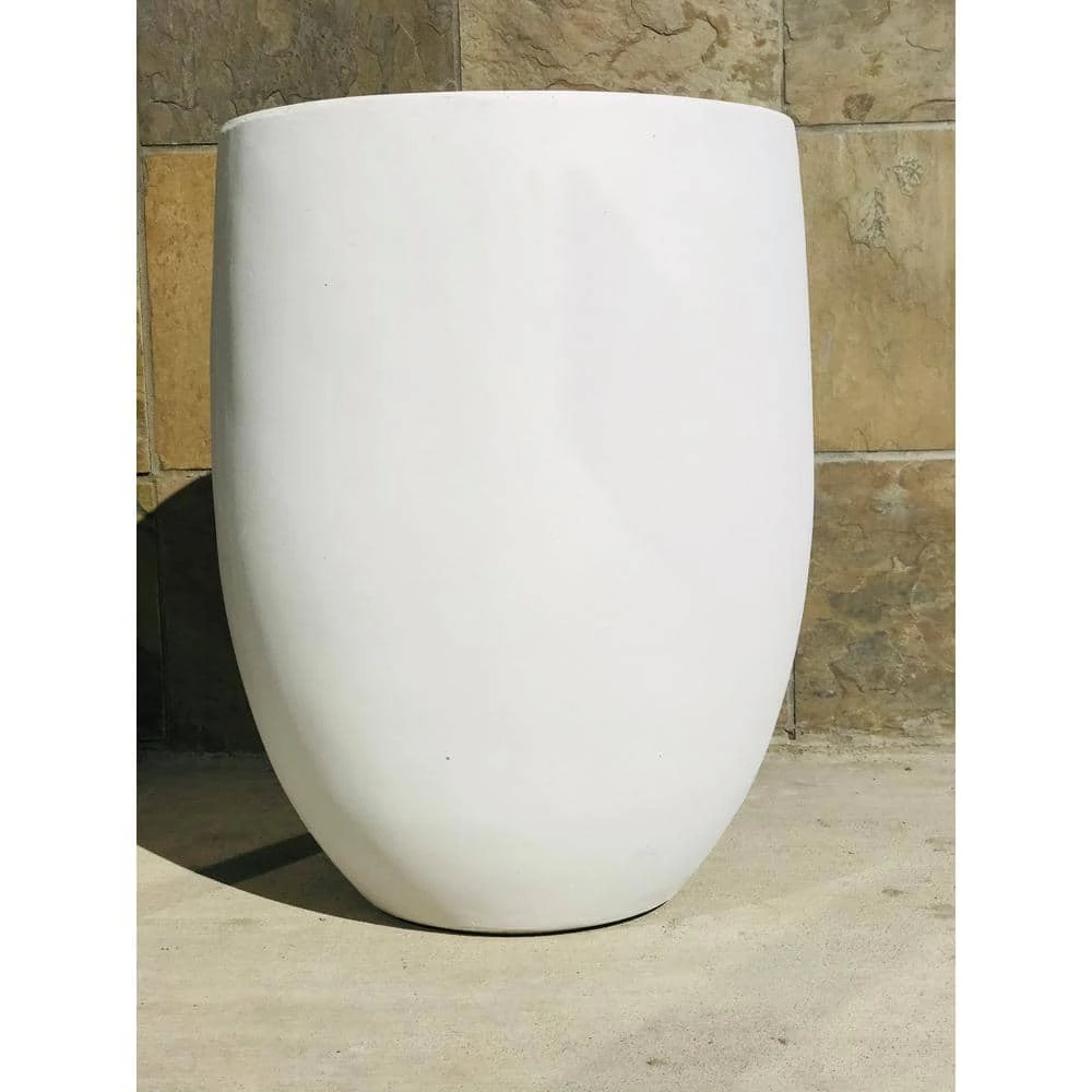 KANTE 21.7 in. H Round Pure White Concrete Indoor Outdoor Modern Tall Planter 7 KANTE 21.7 in. H Round Pure White Concrete Indoor Outdoor Modern Tall Planter - Image 5