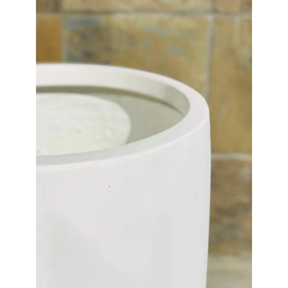 KANTE 21.7 in. H Round Pure White Concrete Indoor Outdoor Modern Tall Planter 5 KANTE 21.7 in. H Round Pure White Concrete Indoor Outdoor Modern Tall Planter - Image 3