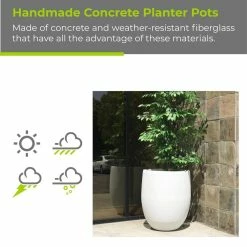KANTE 21.7 in. H Round Pure White Concrete Indoor Outdoor Modern Tall Planter 21 KANTE 21.7 in. H Round Pure White Concrete Indoor Outdoor Modern Tall Planter -VIGORO Store pure white kante plant pots osc0066a c80011 d4 1000