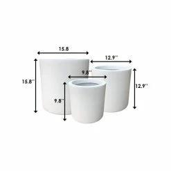 KANTE 15.8 in. x 12.9 in. & 9.8 in. W Round Pure White Concrete/Fiberglass Indoor Outdoor Modern Seamless Planters (Set of 3) 9 KANTE 15.8 in. x 12.9 in. & 9.8 in. W Round Pure White Concrete/Fiberglass Indoor Outdoor Modern Seamless Planters (Set of 3) -VIGORO Store pure white kante plant pots osc0119abc c80011 1f 1000