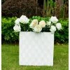 KANTE 12 in. H Square Pure White Concrete/Fiberglass Indoor Outdoor Elegant Retro Planter