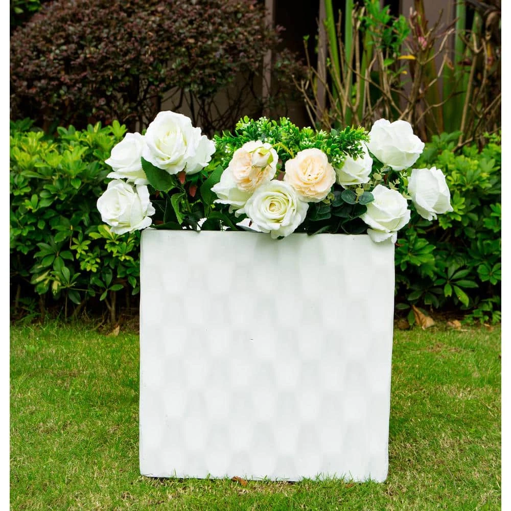 KANTE 12 in. H Square Pure White Concrete/Fiberglass Indoor Outdoor Elegant Retro Planter 3 KANTE 12 in. H Square Pure White Concrete/Fiberglass Indoor Outdoor Elegant Retro Planter