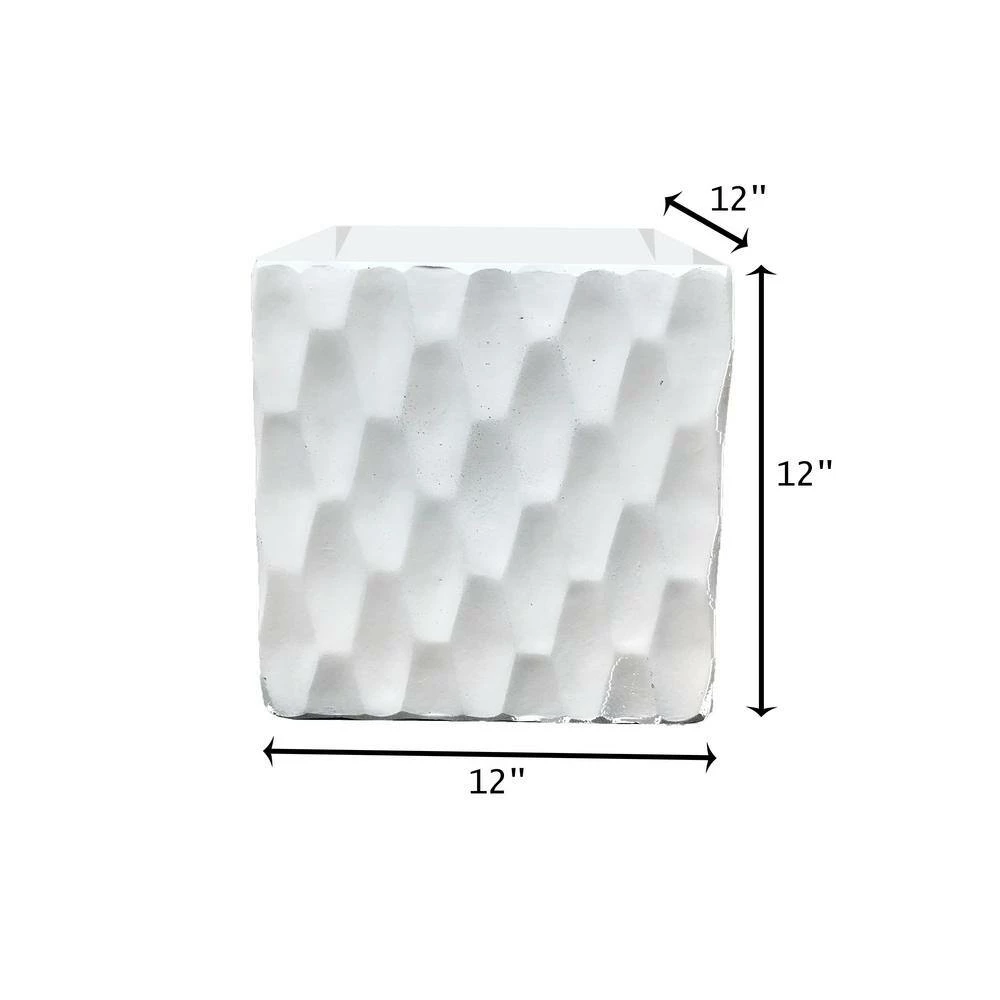 KANTE 12 in. H Square Pure White Concrete/Fiberglass Indoor Outdoor Elegant Retro Planter 9 KANTE 12 in. H Square Pure White Concrete/Fiberglass Indoor Outdoor Elegant Retro Planter - Image 7