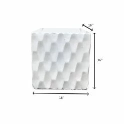 KANTE 16 in. W Square Pure White Concrete/Fiberglass Indoor Outdoor Elegant Retro Planter -VIGORO Store pure white kante plant pots osf0201c c80011 76 1000