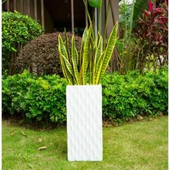 KANTE 23.6 in. H Square Pure White Concrete/Fiberglass Indoor Outdoor Elegant Retro Tall Planter 12 KANTE 23.6 in. H Square Pure White Concrete/Fiberglass Indoor Outdoor Elegant Retro Tall Planter -VIGORO Store pure white kante plant pots osf0202b c80011 1f 1000
