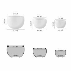 KANTE 20 in., 16 in. and 12 in. W Pure White Concrete Round Elegant Planters (Set of 3), Outdoor Indoor Modern Planter Pots -VIGORO Store pure white kante plant pots rc0049abc c80011 1f 1000