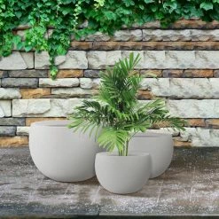 KANTE 20 in., 16 in. and 12 in. W Pure White Concrete Round Elegant Planters (Set of 3), Outdoor Indoor Modern Planter Pots -VIGORO Store pure white kante plant pots rc0049abc c80011 fa 1000