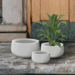 KANTE 19.6 in., 15.7 in. & 11.8 in. W Round Pure White Concrete Elegant Planters Set of 3, Outdoor Indoor w/Drainage Holes 15 KANTE 19.6 in., 15.7 in. & 11.8 in. W Round Pure White Concrete Elegant Planters Set of 3, Outdoor Indoor w/Drainage Holes -VIGORO Store pure white kante plant pots rc0051abc c80011 44 1000