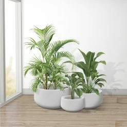 KANTE 19.6 in., 15.7 in. & 11.8 in. W Round Pure White Concrete Elegant Planters Set of 3, Outdoor Indoor w/Drainage Holes 13 KANTE 19.6 in., 15.7 in. & 11.8 in. W Round Pure White Concrete Elegant Planters Set of 3, Outdoor Indoor w/Drainage Holes -VIGORO Store pure white kante plant pots rc0051abc c80011 4f 1000