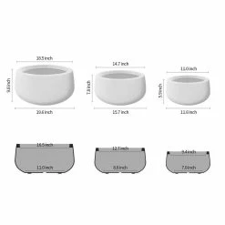 KANTE 19.6 in., 15.7 in. & 11.8 in. W Round Pure White Concrete Elegant Planters Set of 3, Outdoor Indoor w/Drainage Holes 12 KANTE 19.6 in., 15.7 in. & 11.8 in. W Round Pure White Concrete Elegant Planters Set of 3, Outdoor Indoor w/Drainage Holes -VIGORO Store pure white kante plant pots rc0051abc c80011 c3 1000