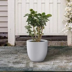 KANTE 13.39 in. x 12.6 in. Round Pure White Lightweight Concrete and Fiberglass Indoor Outdoor Planter with Drainage Hole 15 KANTE 13.39 in. x 12.6 in. Round Pure White Lightweight Concrete and Fiberglass Indoor Outdoor Planter with Drainage Hole -VIGORO Store pure white kante plant pots rc0152b c80011 76 1000
