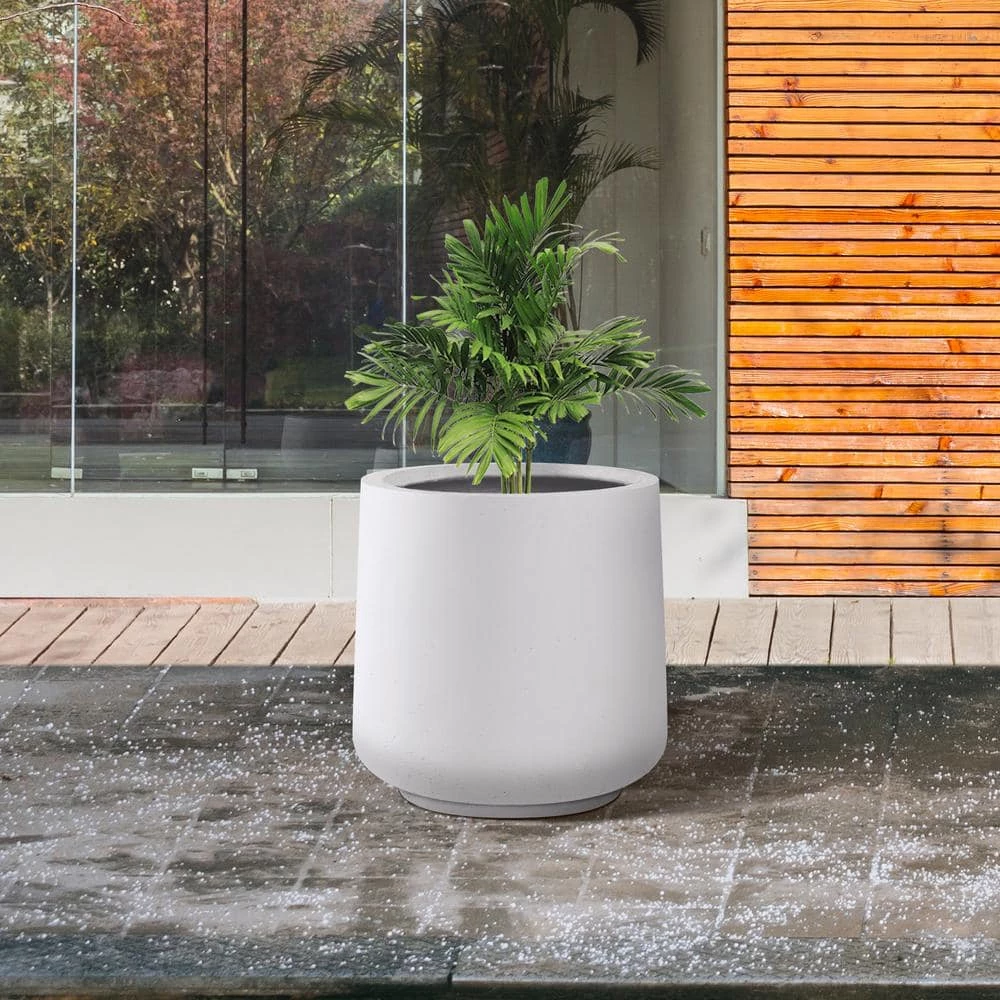 KANTE 17.3 in. H Round Pure White Concrete Planter, Outdoor Indoor Large Planter Pots Containers with Drainage Holes 8 KANTE 17.3 in. H Round Pure White Concrete Planter, Outdoor Indoor Large Planter Pots Containers with Drainage Holes - Image 6