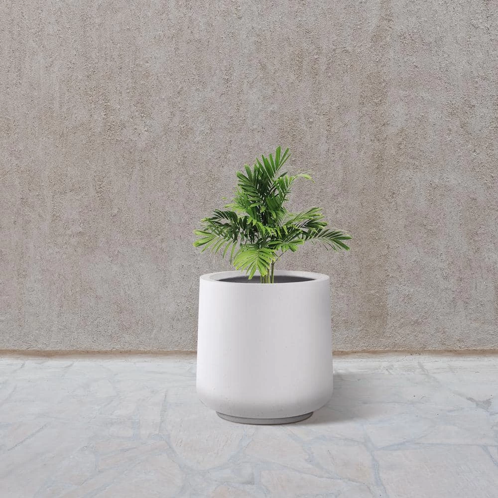 KANTE 17.3 in. H Round Pure White Concrete Planter, Outdoor Indoor Large Planter Pots Containers with Drainage Holes 11 KANTE 17.3 in. H Round Pure White Concrete Planter, Outdoor Indoor Large Planter Pots Containers with Drainage Holes - Image 9