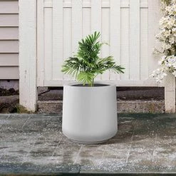 KANTE 17.3 in. H Round Pure White Concrete Planter, Outdoor Indoor Large Planter Pots Containers with Drainage Holes 18 KANTE 17.3 in. H Round Pure White Concrete Planter, Outdoor Indoor Large Planter Pots Containers with Drainage Holes -VIGORO Store pure white kante plant pots rf2015022b c80011 fa 1000