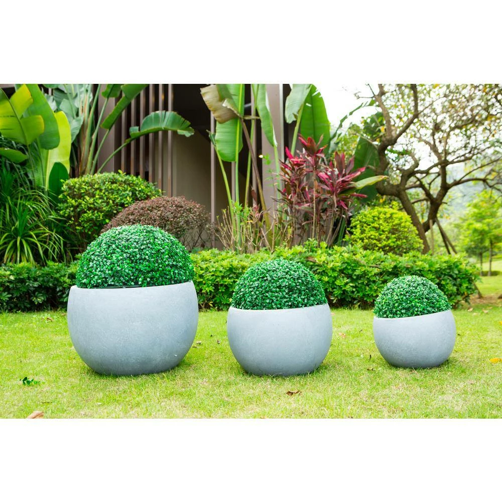 KANTE 20 in., 16 in. and 12 in. W Round Slate Gray Concrete/Fiberglass Indoor Outdoor Elegant Bowl Planters (Set of 3) 6 KANTE 20 in., 16 in. and 12 in. W Round Slate Gray Concrete/Fiberglass Indoor Outdoor Elegant Bowl Planters (Set of 3) - Image 4