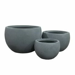 KANTE 20 in., 16 in. and 12 in. W Round Slate Gray Concrete/Fiberglass Indoor Outdoor Elegant Bowl Planters (Set of 3) 13 KANTE 20 in., 16 in. and 12 in. W Round Slate Gray Concrete/Fiberglass Indoor Outdoor Elegant Bowl Planters (Set of 3) -VIGORO Store slate gray kante plant pots osc0049abc c60611 c3 1000