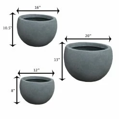 KANTE 20 in., 16 in. and 12 in. W Round Slate Gray Concrete/Fiberglass Indoor Outdoor Elegant Bowl Planters (Set of 3) 19 KANTE 20 in., 16 in. and 12 in. W Round Slate Gray Concrete/Fiberglass Indoor Outdoor Elegant Bowl Planters (Set of 3) -VIGORO Store slate gray kante plant pots osc0049abc c60611 d4 1000