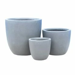 KANTE 18", 14" and 10"W Round Slate Gray Lightweight Concrete/Fiberglass Indoor Outdoor Elegant Seamless Planters (Set of 3) 13 KANTE 18", 14" and 10"W Round Slate Gray Lightweight Concrete/Fiberglass Indoor Outdoor Elegant Seamless Planters (Set of 3) -VIGORO Store slate gray kante plant pots osc0050abc c60611 c3 1000