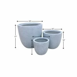 KANTE 18", 14" and 10"W Round Slate Gray Lightweight Concrete/Fiberglass Indoor Outdoor Elegant Seamless Planters (Set of 3) 19 KANTE 18", 14" and 10"W Round Slate Gray Lightweight Concrete/Fiberglass Indoor Outdoor Elegant Seamless Planters (Set of 3) -VIGORO Store slate gray kante plant pots osc0050abc c60611 d4 1000