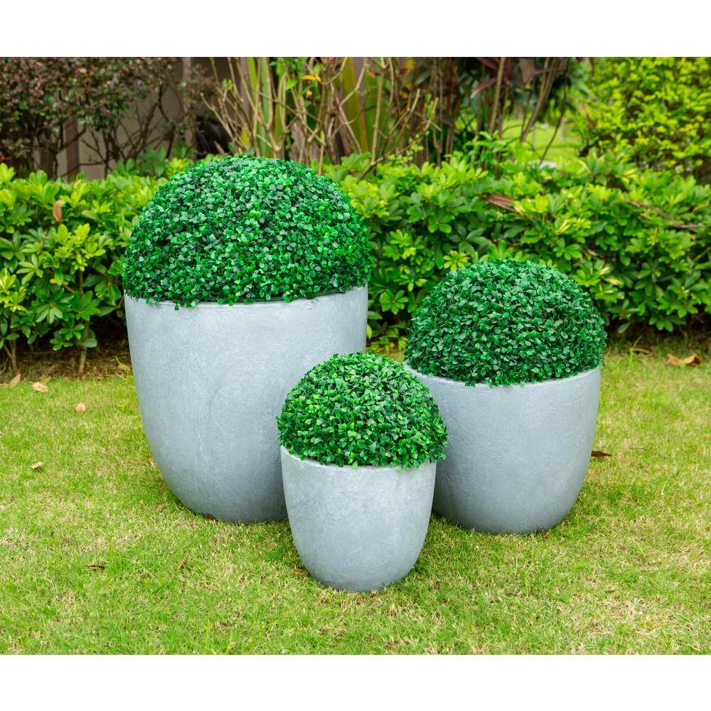 KANTE 18", 14" and 10"W Round Slate Gray Lightweight Concrete/Fiberglass Indoor Outdoor Elegant Seamless Planters (Set of 3) 9 KANTE 18", 14" and 10"W Round Slate Gray Lightweight Concrete/Fiberglass Indoor Outdoor Elegant Seamless Planters (Set of 3) - Image 7