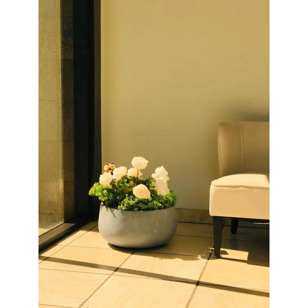 KANTE 20 in. W Round Slate Gray Lightweight Concrete/Fiberglass Indoor Outdoor Elegant Bowl Planter 3 KANTE 20 in. W Round Slate Gray Lightweight Concrete/Fiberglass Indoor Outdoor Elegant Bowl Planter