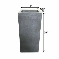 KANTE 20 in. H Square Slate Gray Lightweight Concrete/Fiberglass Indoor Outdoor Elegant Tall Planter -VIGORO Store slate gray kante plant pots osf0002a c60611 fa 1000