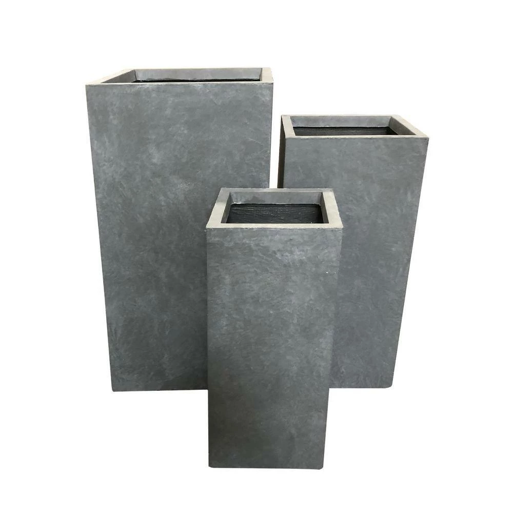 KANTE 28 in. x 24 in. and 20 in. H Square Slate Gray Concrete/Fiberglass Indoor Outdoor Modern Tall Planters 5 KANTE 28 in. x 24 in. and 20 in. H Square Slate Gray Concrete/Fiberglass Indoor Outdoor Modern Tall Planters - Image 3