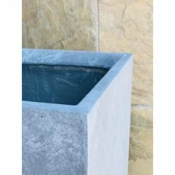 KANTE 24 in. H Square Slate Gray Concrete/Fiberglass Indoor Outdoor Elegant Tall Planter -VIGORO Store slate gray kante plant pots osf0002b c60611 1f 1000