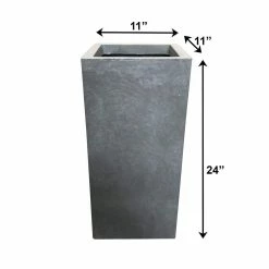 KANTE 24 in. H Square Slate Gray Concrete/Fiberglass Indoor Outdoor Elegant Tall Planter -VIGORO Store slate gray kante plant pots osf0002b c60611 fa 1000