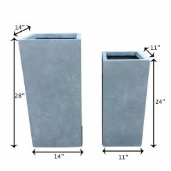 KANTE 28 in. and 24 in. H Square Slate Gray Concrete/Fiberglass Indoor Outdoor Modern Seamless Tall Planters (Set of 2) 7 KANTE 28 in. and 24 in. H Square Slate Gray Concrete/Fiberglass Indoor Outdoor Modern Seamless Tall Planters (Set of 2) -VIGORO Store slate gray kante plant pots osf0002bc c60611 4f 1000