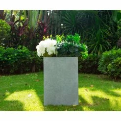 KANTE 13 in. H Square Slate Gray Lightweight Concrete/Fiberglass Indoor Outdoor Modern Planter -VIGORO Store slate gray kante plant pots osf0007a c60611 4f 1000