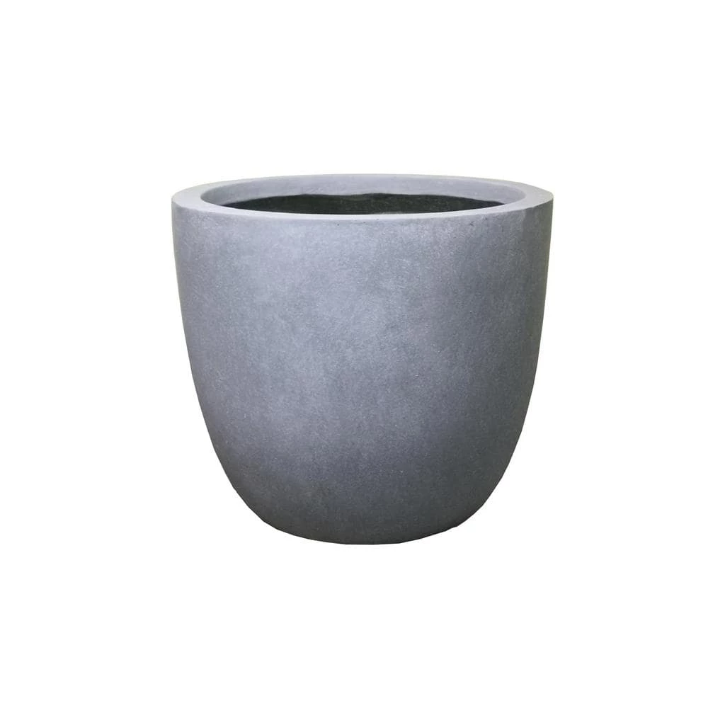 KANTE 9 in. Tall Slate Gray Lightweight Concrete Modern Outdoor Round Planter 3 KANTE 9 in. Tall Slate Gray Lightweight Concrete Modern Outdoor Round Planter