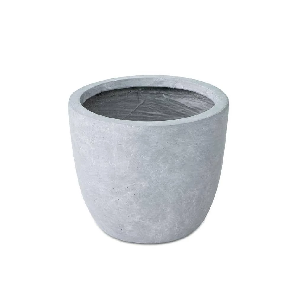 KANTE 12 in. Tall Slate Gray Lightweight Concrete Round Modern Outdoor Planter 3 KANTE 12 in. Tall Slate Gray Lightweight Concrete Round Modern Outdoor Planter