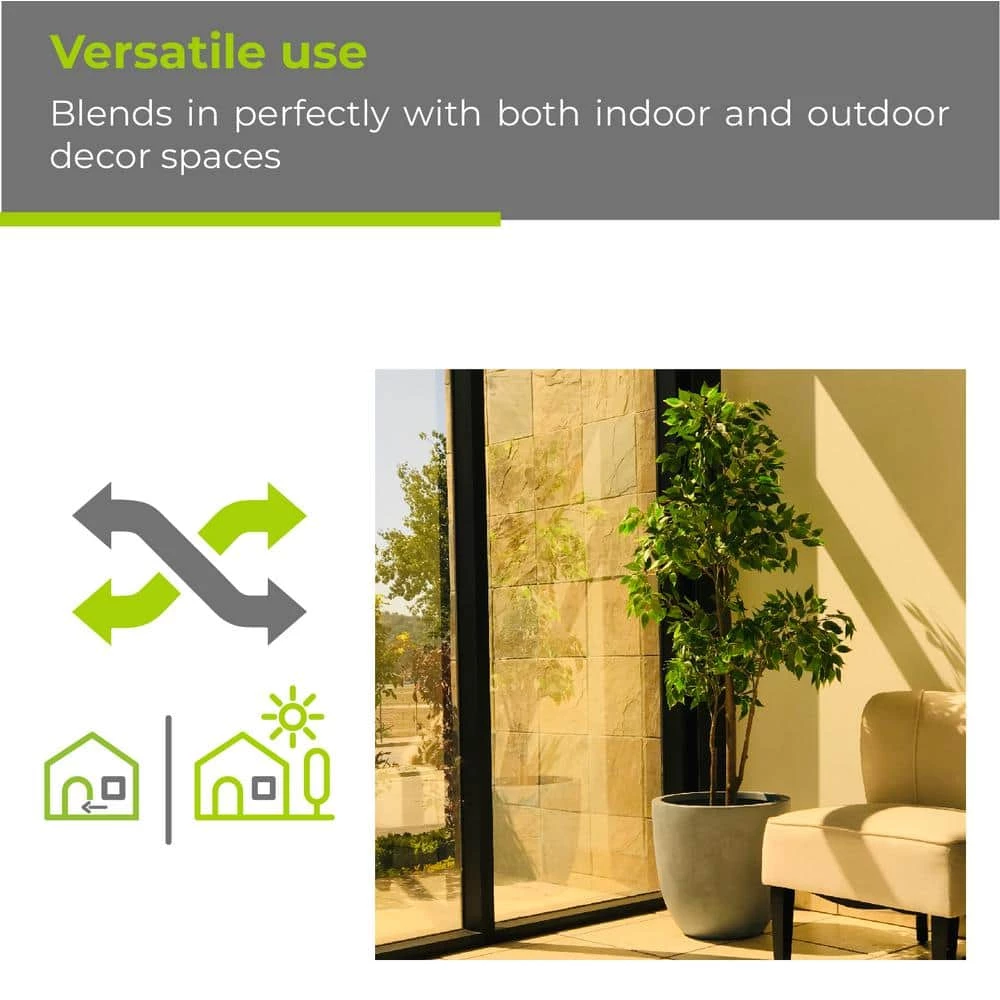 KANTE 12 in. Tall Slate Gray Lightweight Concrete Round Modern Outdoor Planter 10 KANTE 12 in. Tall Slate Gray Lightweight Concrete Round Modern Outdoor Planter - Image 8