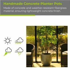 KANTE 12 in. Tall Slate Gray Lightweight Concrete Round Modern Outdoor Planter 16 KANTE 12 in. Tall Slate Gray Lightweight Concrete Round Modern Outdoor Planter -VIGORO Store slate gray kante plant pots rc0050b c60611 fa 1000