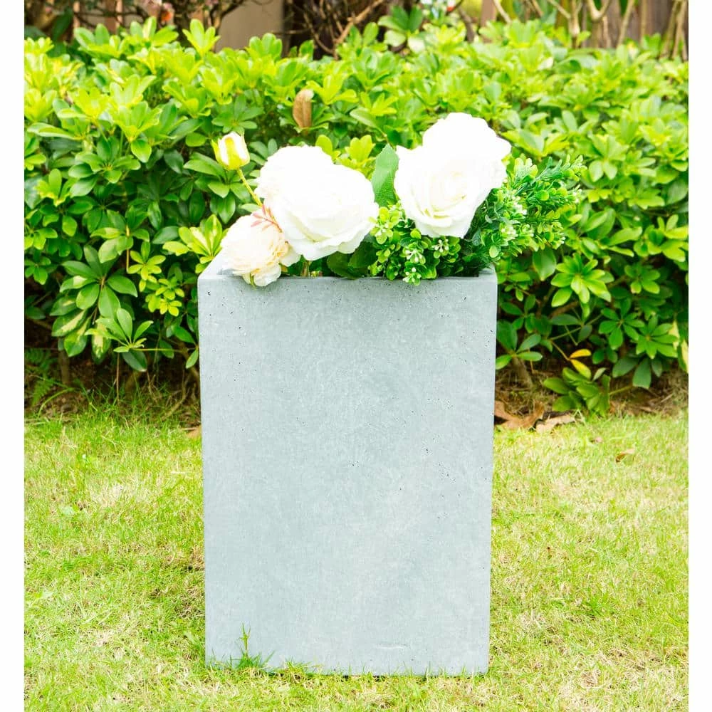 KANTE Small 13 in. Tall Slate Gray Lightweight Concrete Square Outdoor Planter 5 KANTE Small 13 in. Tall Slate Gray Lightweight Concrete Square Outdoor Planter - Image 3